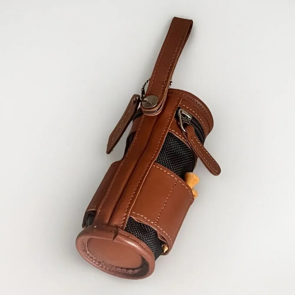 Vintage COACH Mini Golf Bag Tee & Ball Set RARE Limited Edition Brown Black 6”